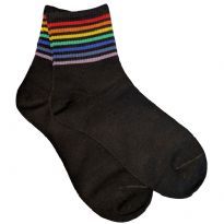 Black Socks with Rainbow Stripes