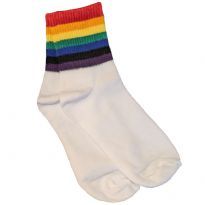 White Sports Socks with Rainbow Stripes