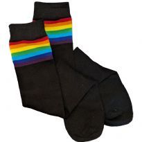 Black thigh highs with colorful pride trim