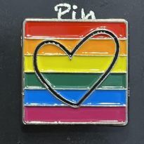 square pride pin with heart